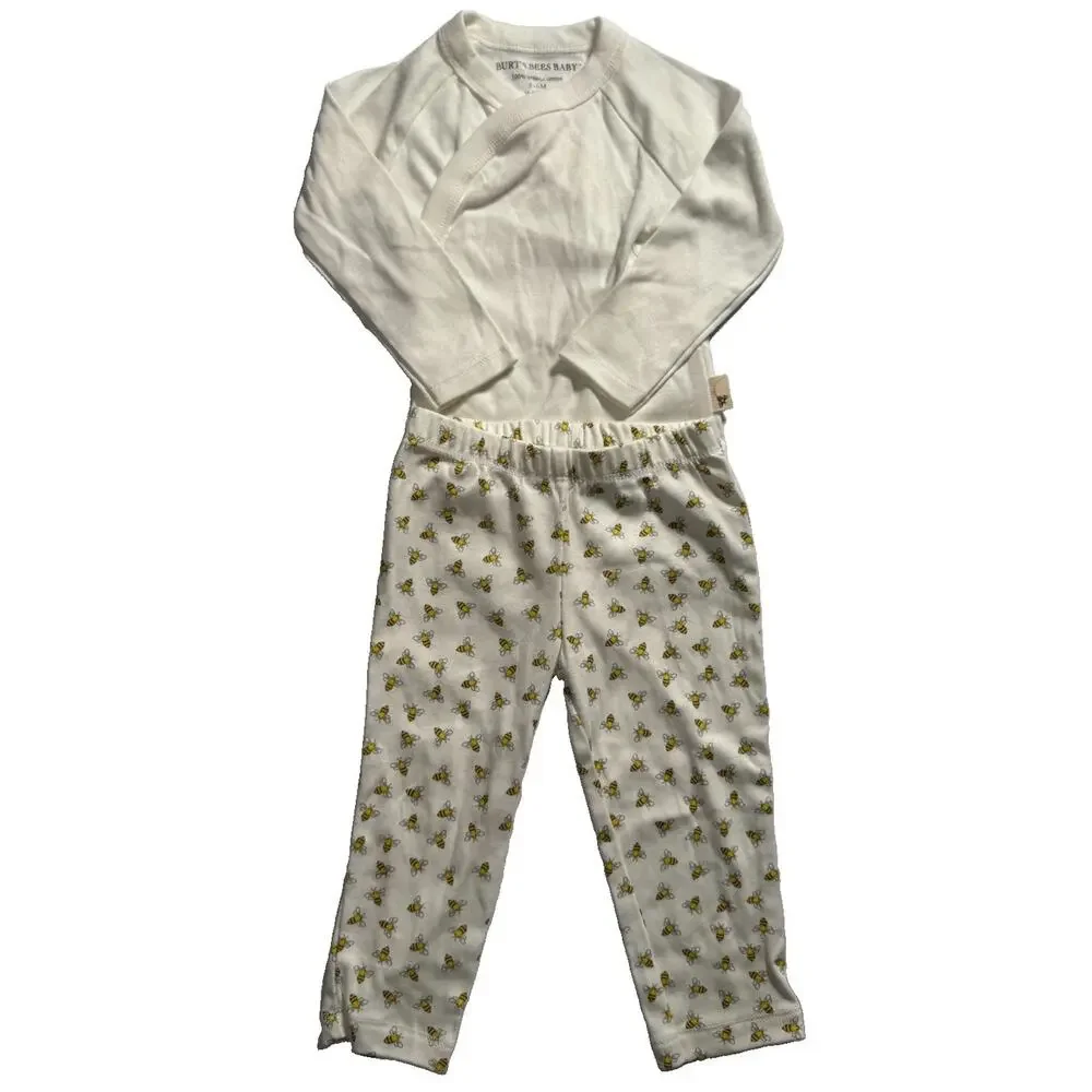 Burt’s Bees Baby 3-6M Organic Cotton Bee Print 2 Piece Outfit Top Pants